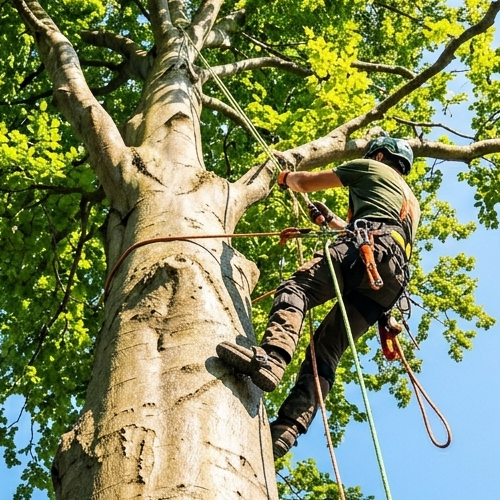 arborist climbing tree